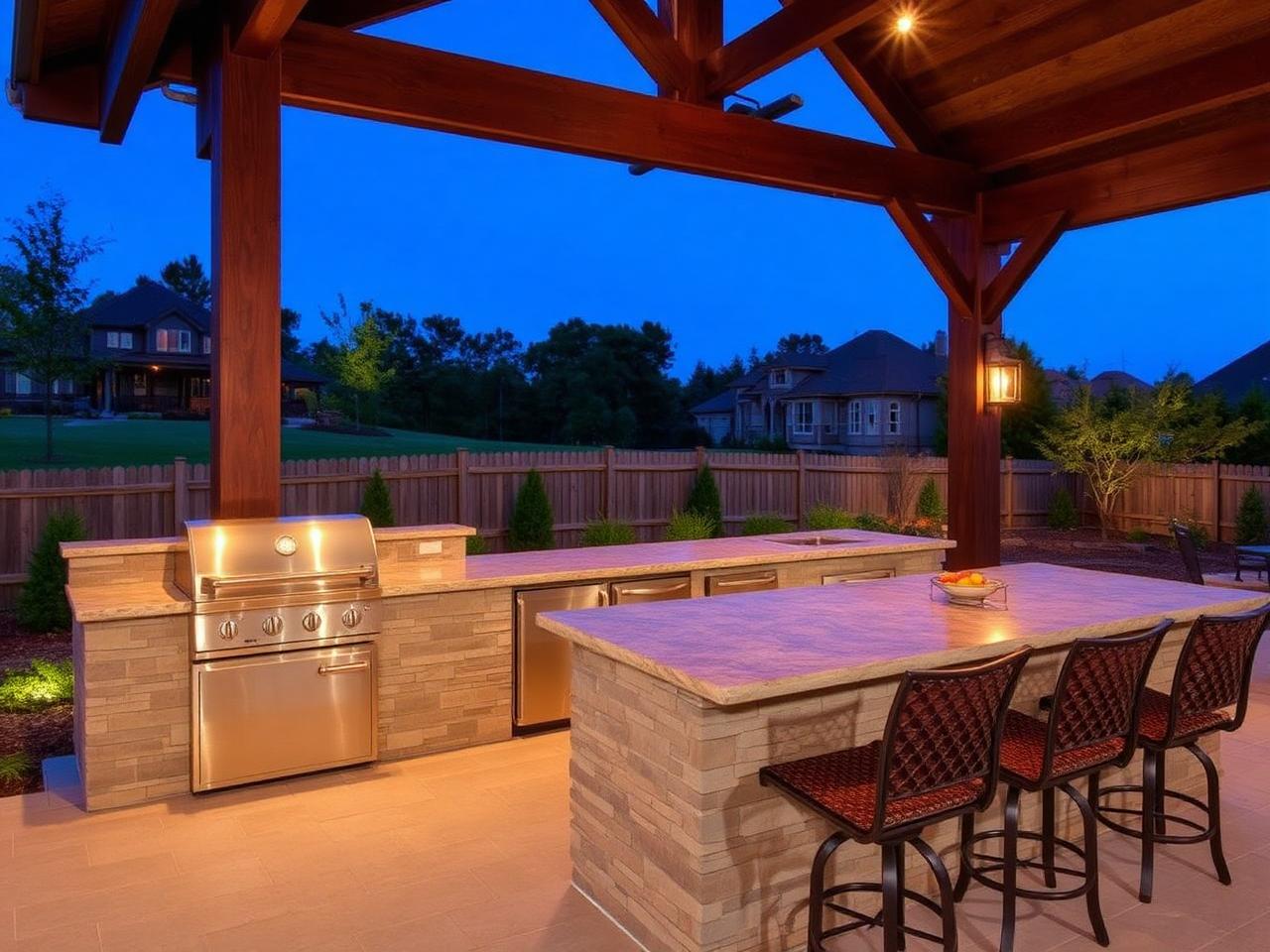 Twilight Outdoor Kitchen — Nichols Hills, OK